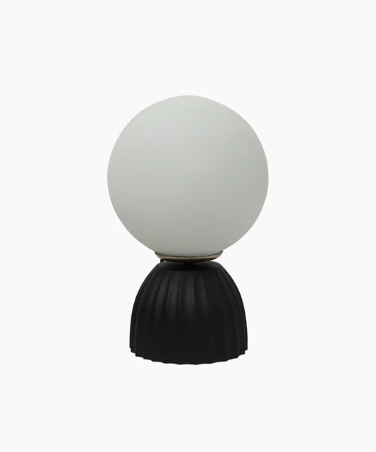 Ribbed Orb Black Lamp
