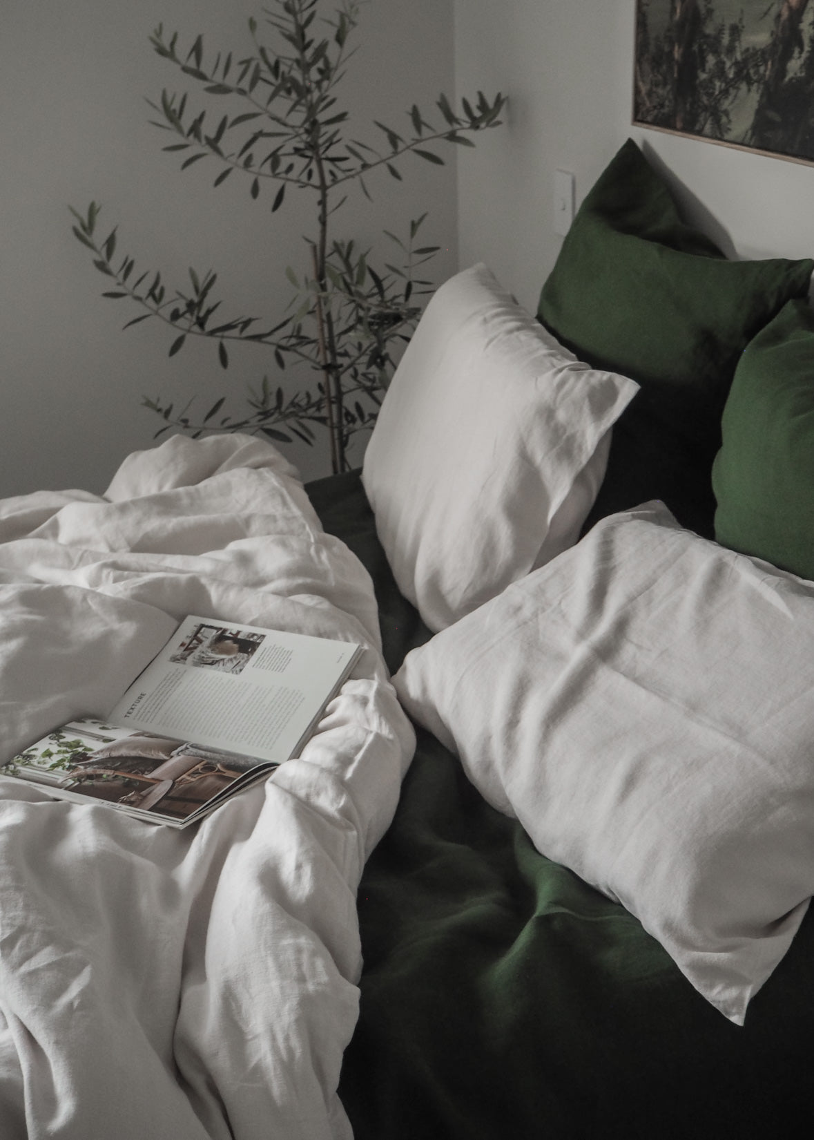 Linen Flat Top Sheet  | Forest Green | Made in Europe