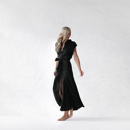 Kiodu Linen Dress | Black