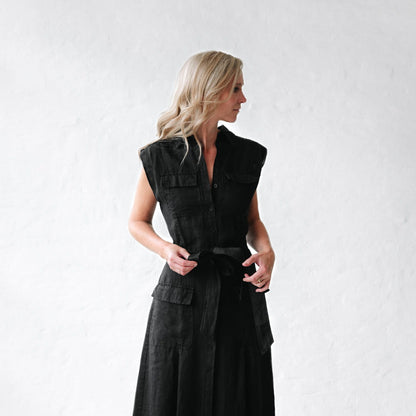 Kiodu Linen Dress | Black