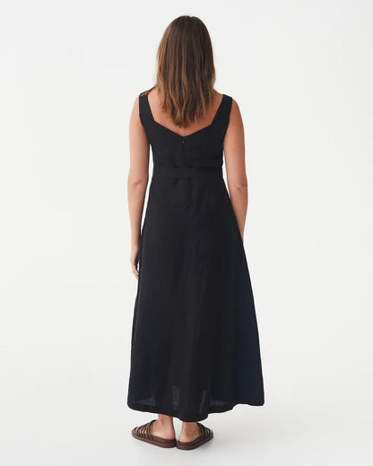 A-line Linen Dress - Black