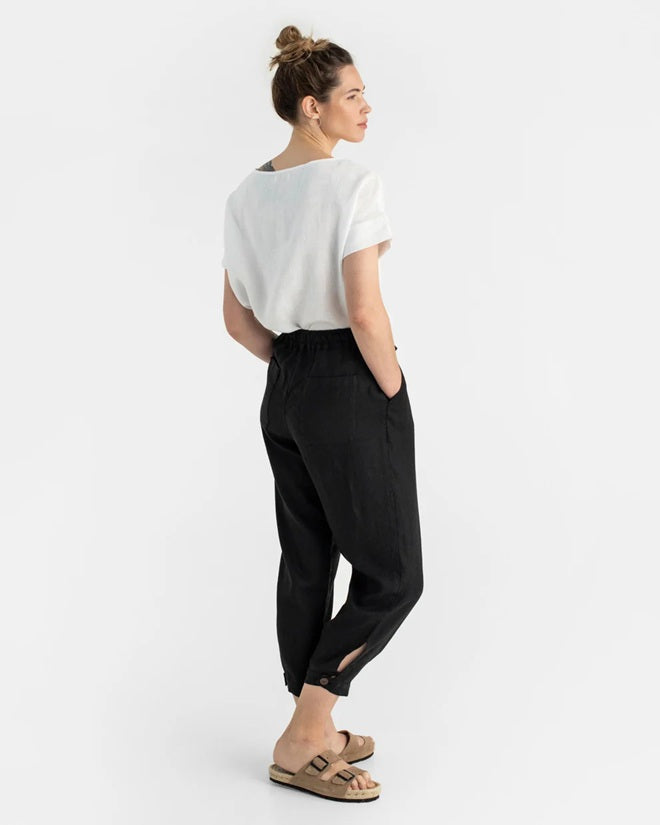 Montauk Linen Pants in Black