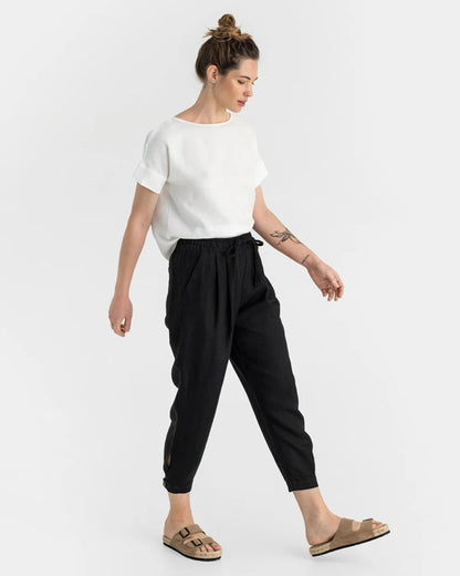 Montauk Linen Pants in Black