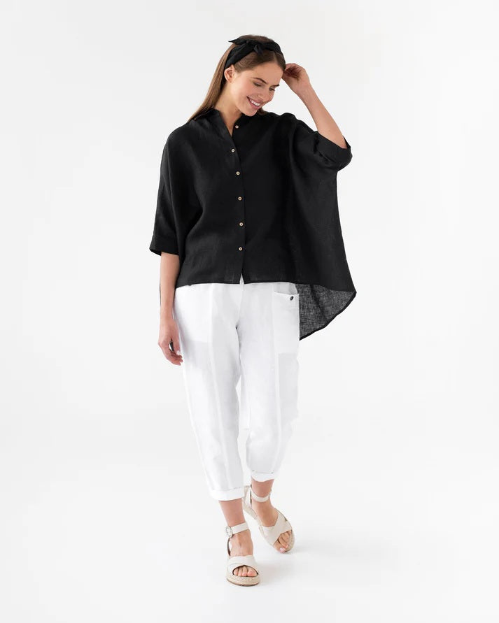 Oversized Linen Shirt - Black
