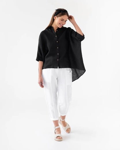Oversized Linen Shirt - Black