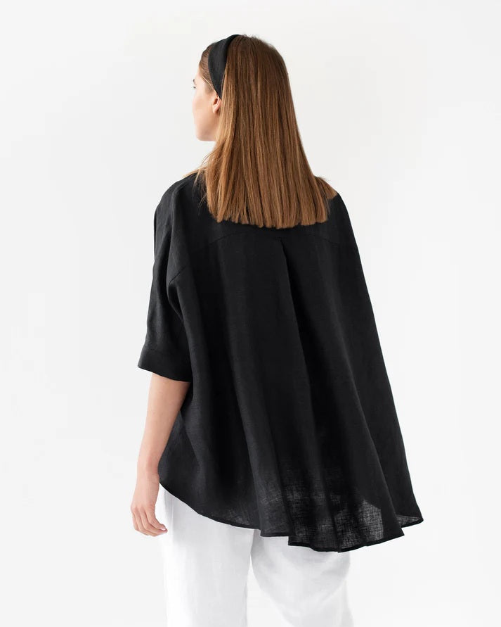 Oversized Linen Shirt - Black