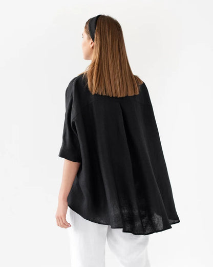 Oversized Linen Shirt - Black