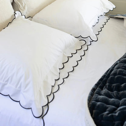 Scalloped Embroidery Sheet set - Black