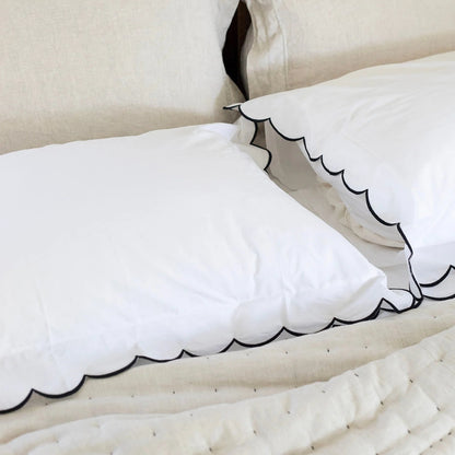 Scalloped Embroidery Sheet set - Black