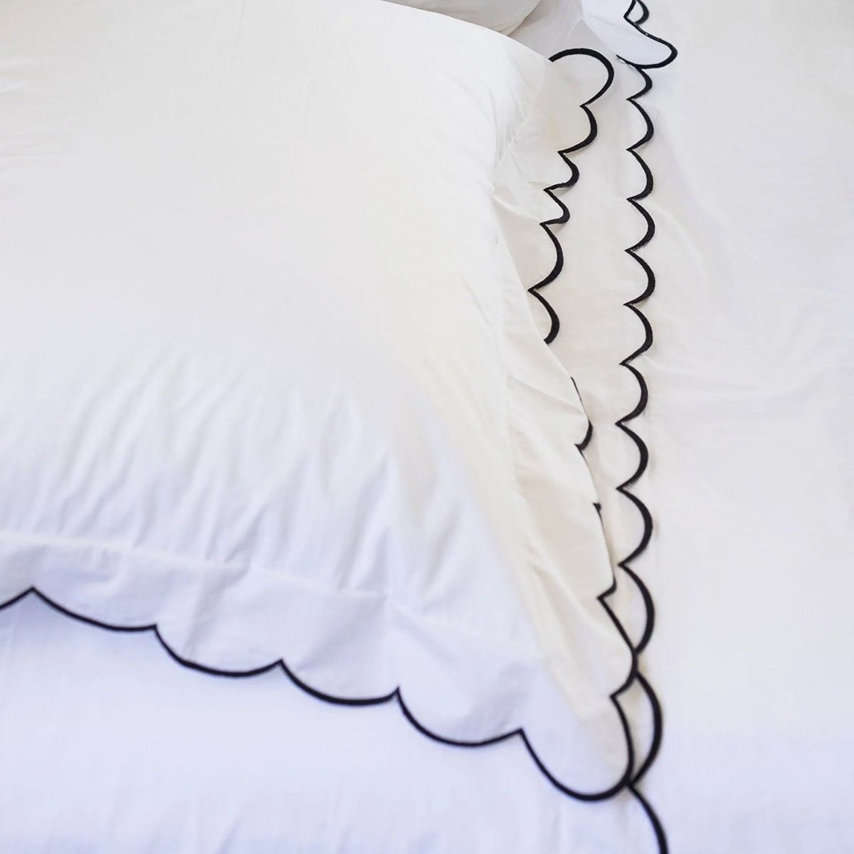 Scalloped Embroidery Sheet set - Black