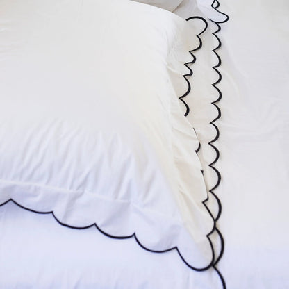Scalloped Embroidery Sheet set - Black