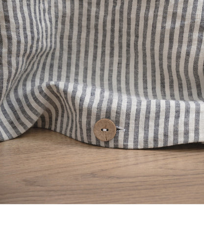 Linen Duvet Cover - Black Stripe