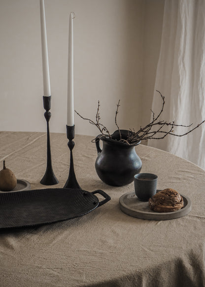 Round Serving Tray with Handles | Black
