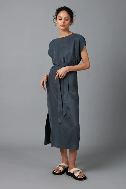 Escape Midi Dress - Steel Blue