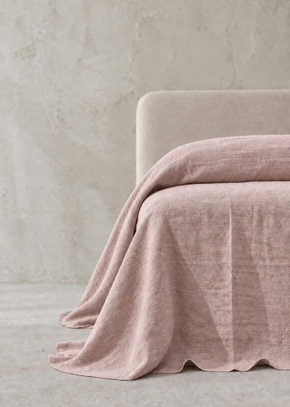 Heavy Linen Bedcover - Blush