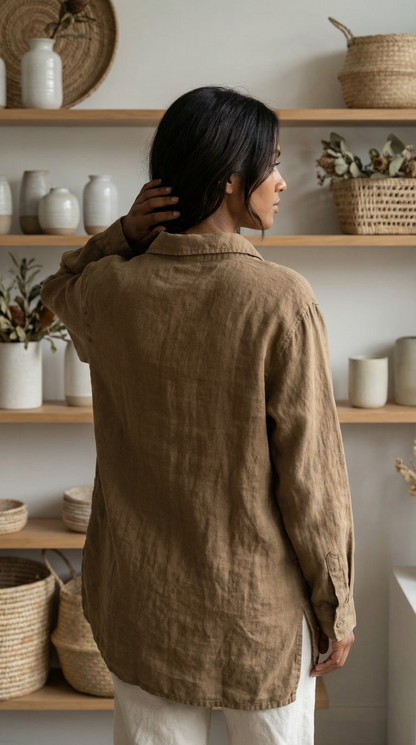 Linen Boyfriend Shirt | Sahara