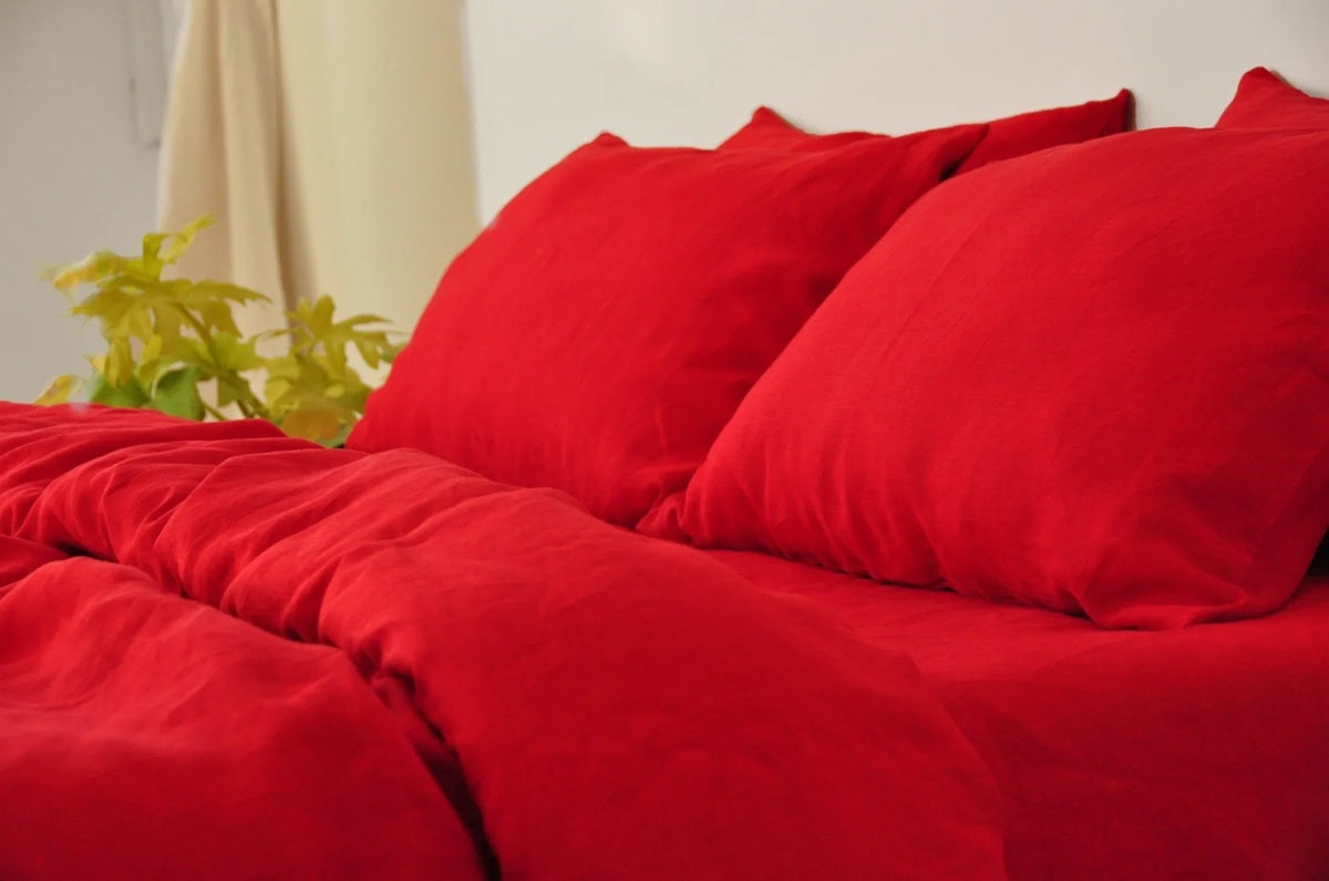 Linen Duvet Cover - Rouge