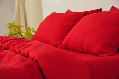 Linen Duvet Cover - Rouge