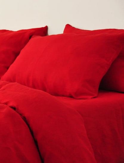 Linen Duvet Cover - Rouge