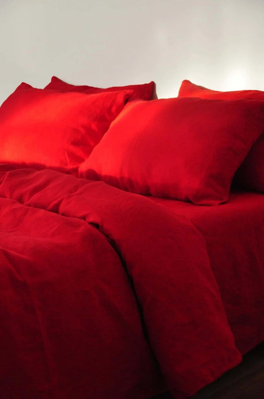 Linen Duvet Cover - Rouge