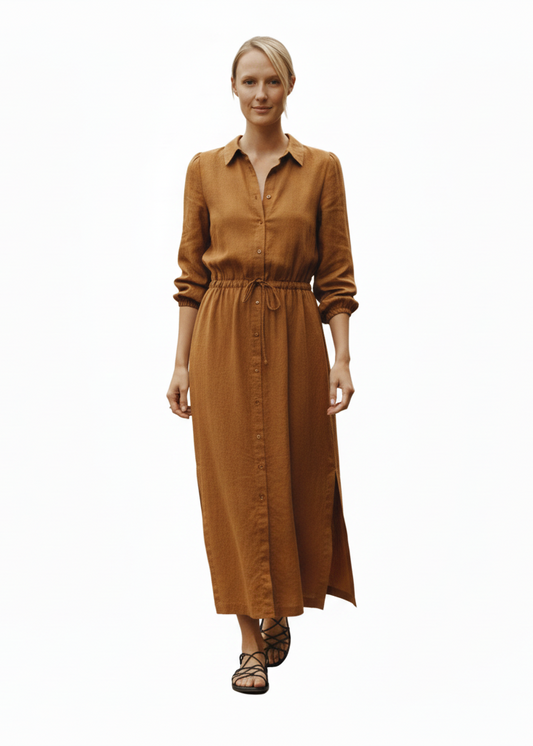 RHAPSODY Linen Dress - Bronze