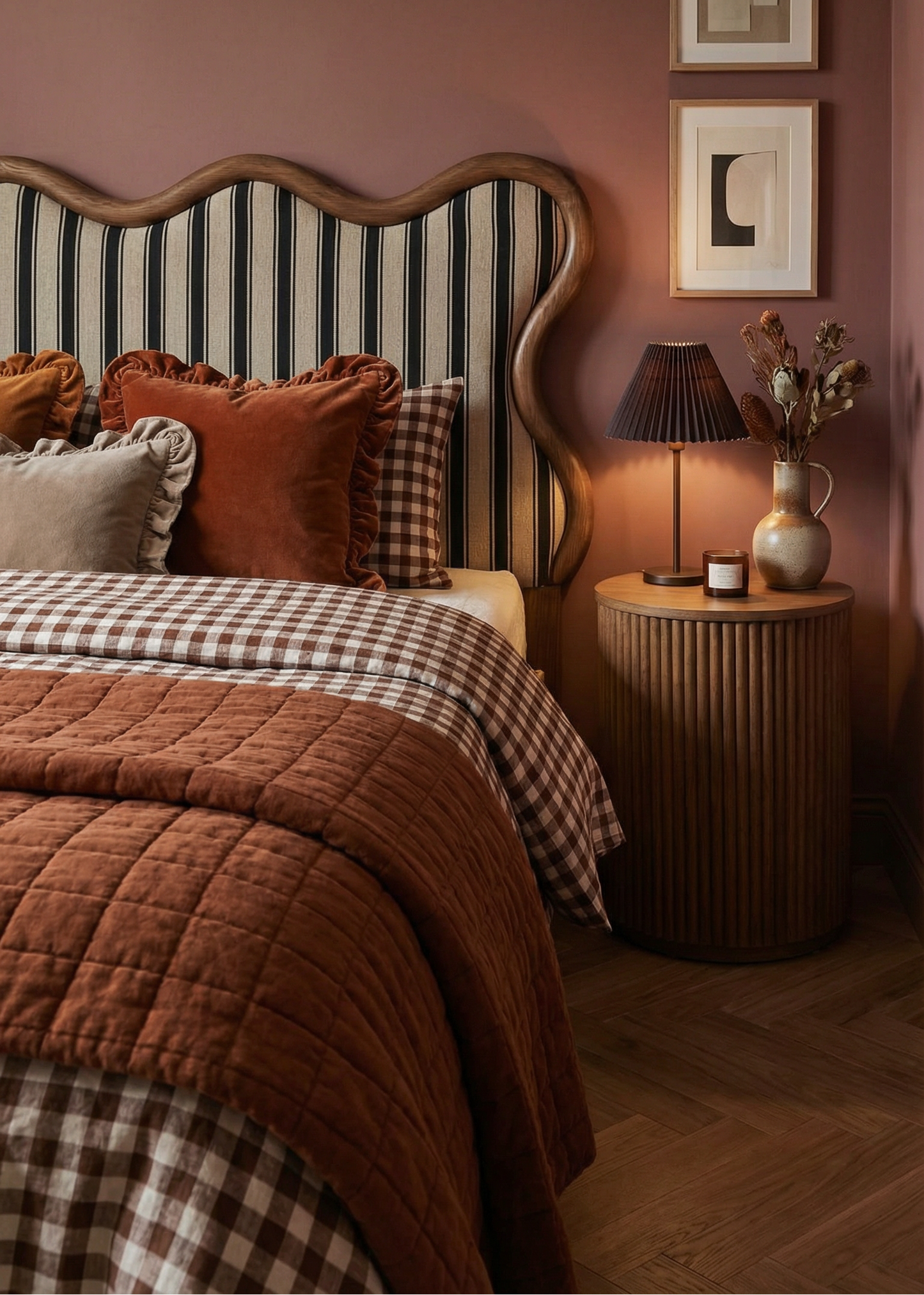 Mocha Gingham Linen Duvet | Made in Europe