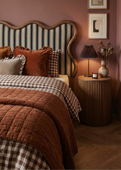 Mocha Gingham Linen Duvet | Made in Europe