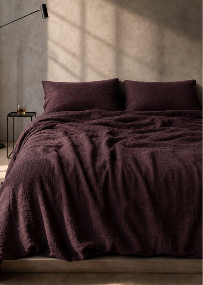 Linen Duvet Cover - Burgundy