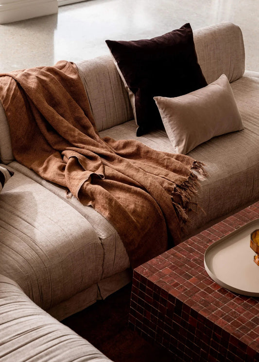 Heavy Linen Throw - Cafe