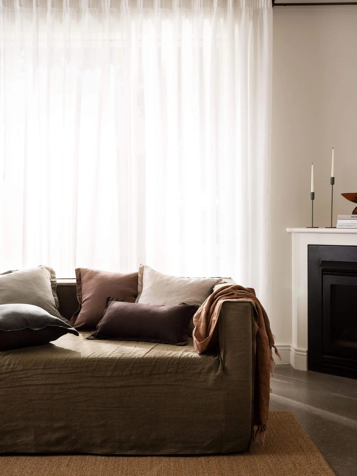 Heavy Linen Throw - Cafe