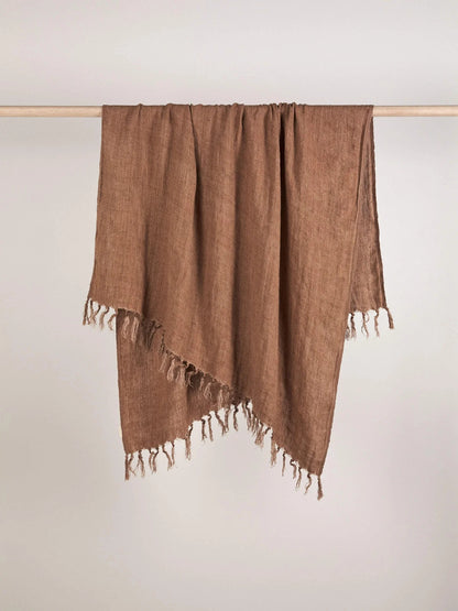Heavy Linen Throw - Cafe