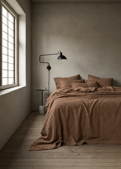 Heavy Linen Bed Cover | Chestnut