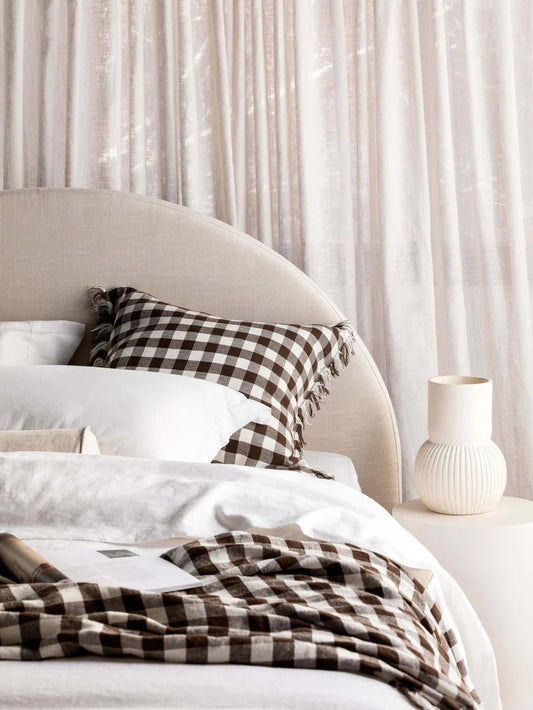 Chocolate Gingham Pure Linen