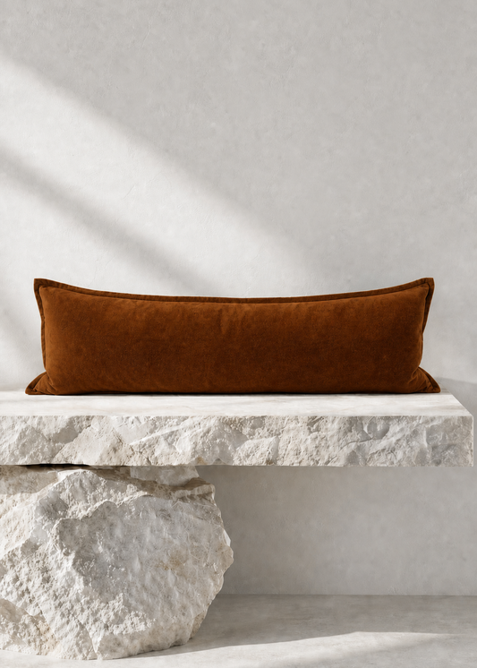 Velvet Lumbar Cushion - Cinnamon