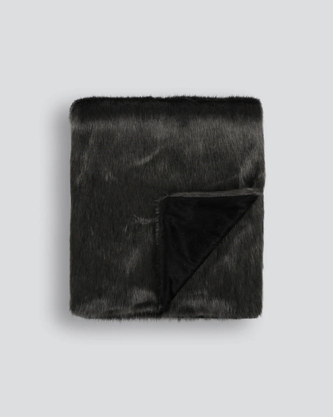 Peyton Faux Fur Throw - Coal