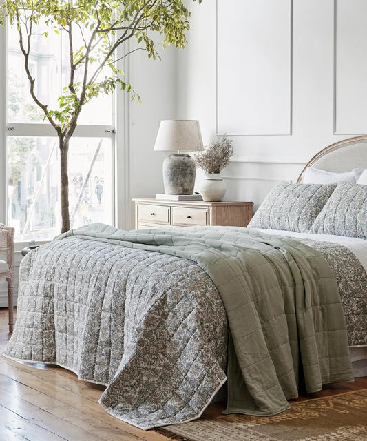 Athena Coverlet in Blue & Natural