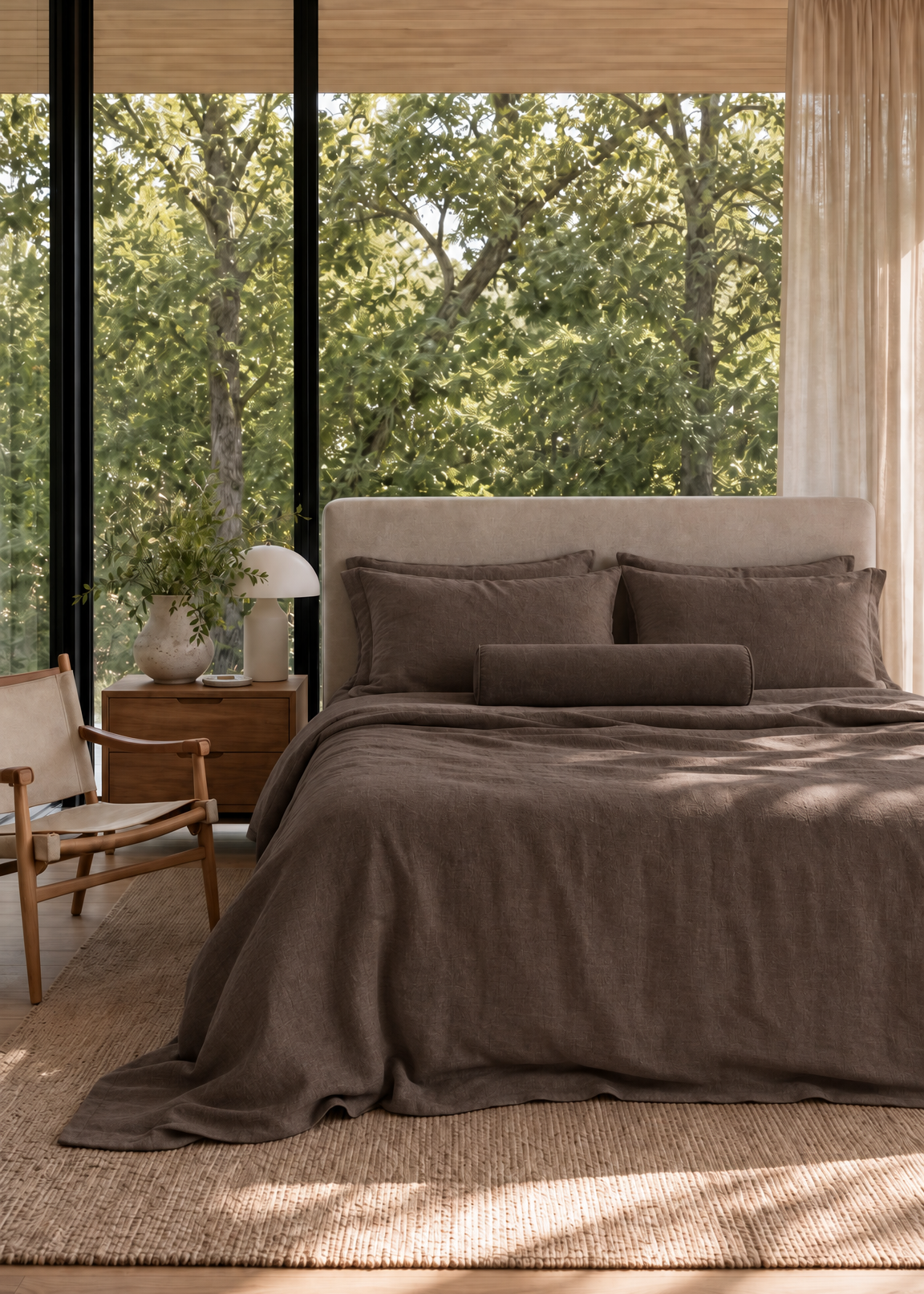 Heavy Linen Bedcover - Ethereal Espresso