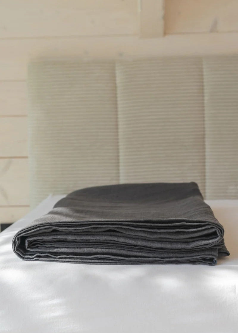 Slate Linen Flat Sheet  | Made in Europe