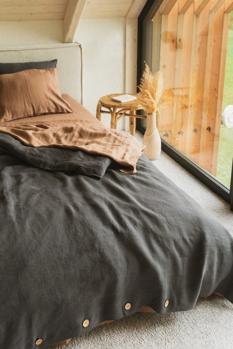 Slate Linen Flat Sheet  | Made in Europe