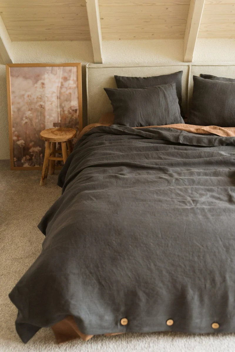 Slate Linen Flat Sheet  | Made in Europe