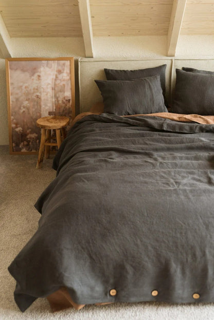 Slate Linen Flat Sheet  | Made in Europe