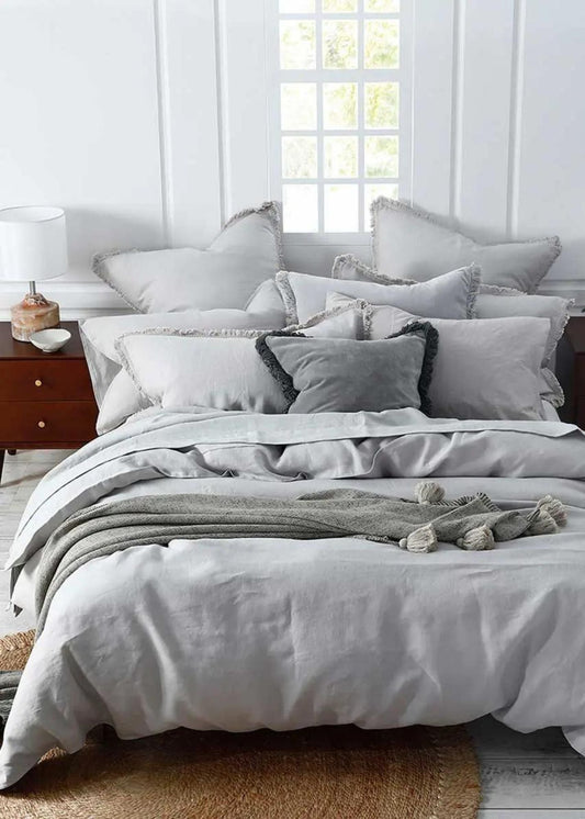 Dove Grey Linen Pillowcases