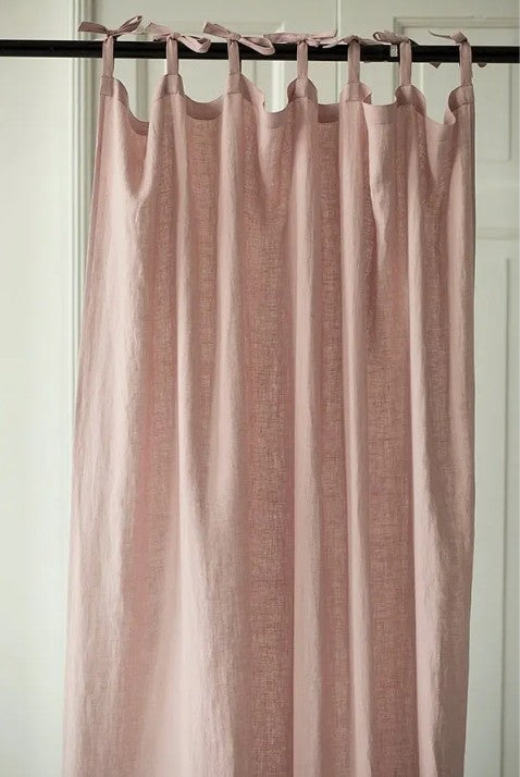 Natural Linen Stonewashed Curtains | Dusky Pink