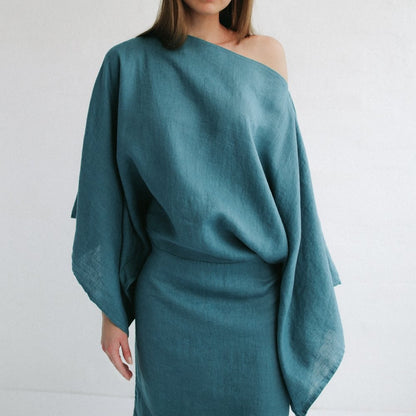 Kiko Linen Dress | Dusky Blue