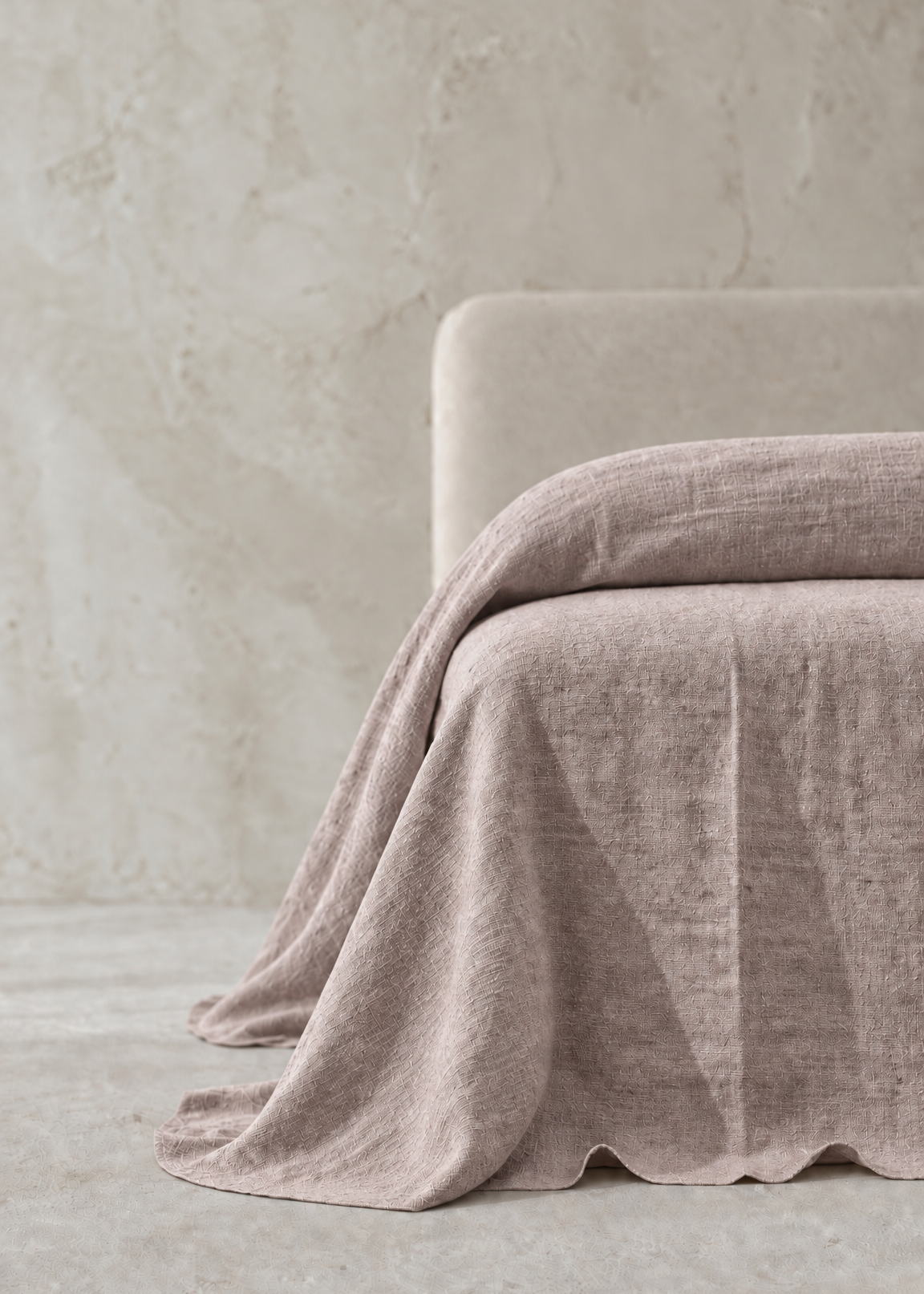 Heavy Linen Bedcover - Dusty Mauve