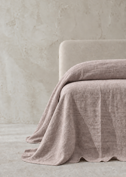 Heavy Linen Bedcover - Dusty Mauve