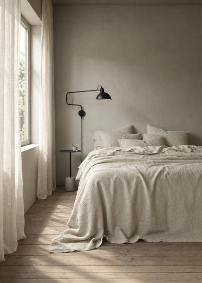 Heavy Linen Bed Cover | Ecru