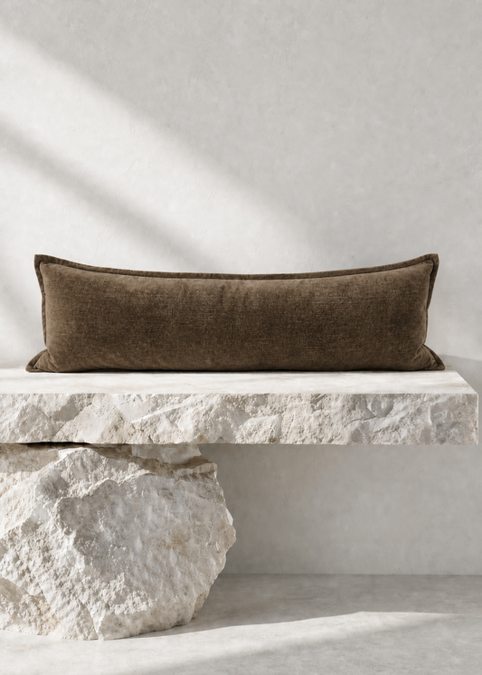 Velvet Lumbar Cushion - Espresso