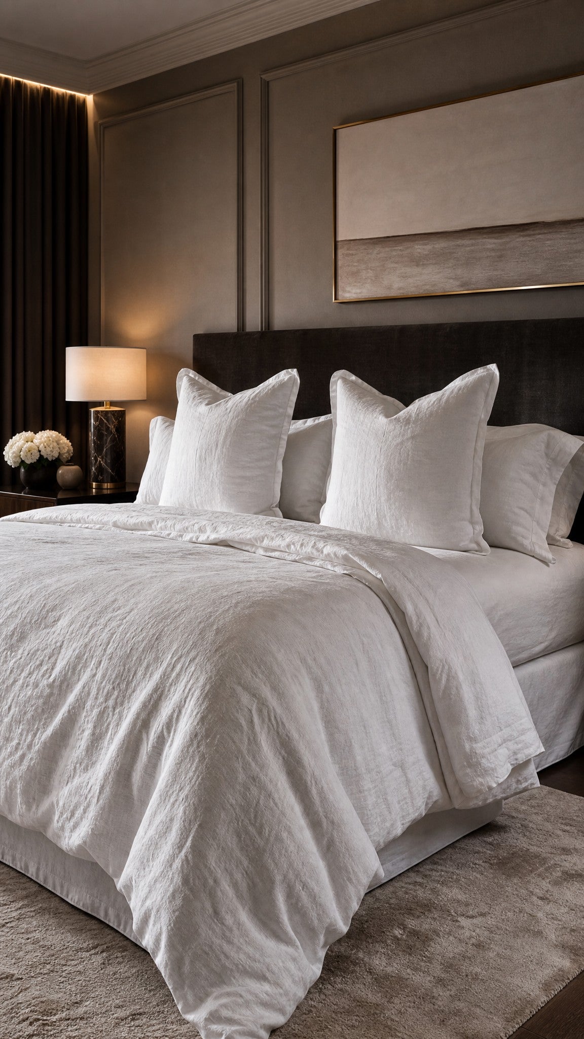 Majesté® Pure White - Linen Duvet Cover Set - Emperor Size