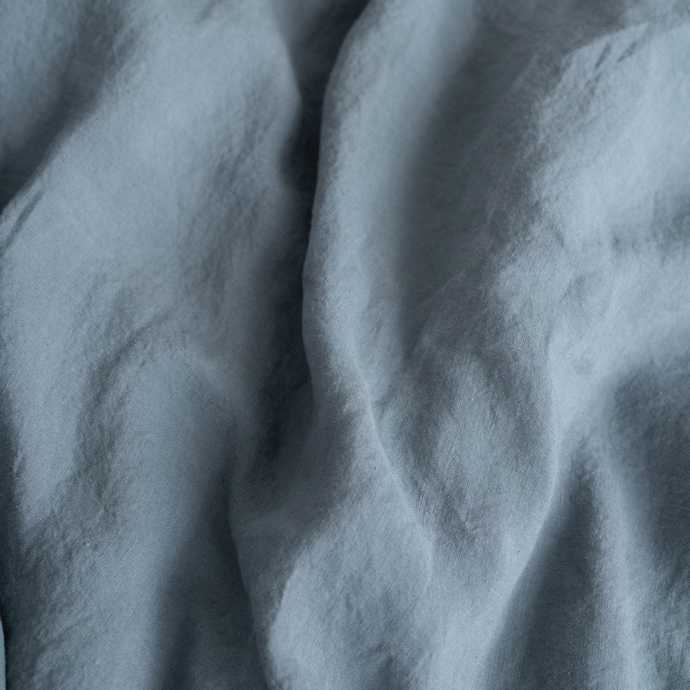 Linen Fitted Sheet - Fog Blue